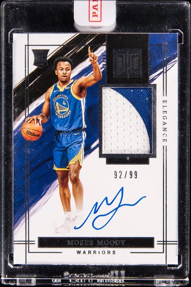 2021-22 Panini Impeccable Moses Moody Elegance Jersey Autographs #114 card image