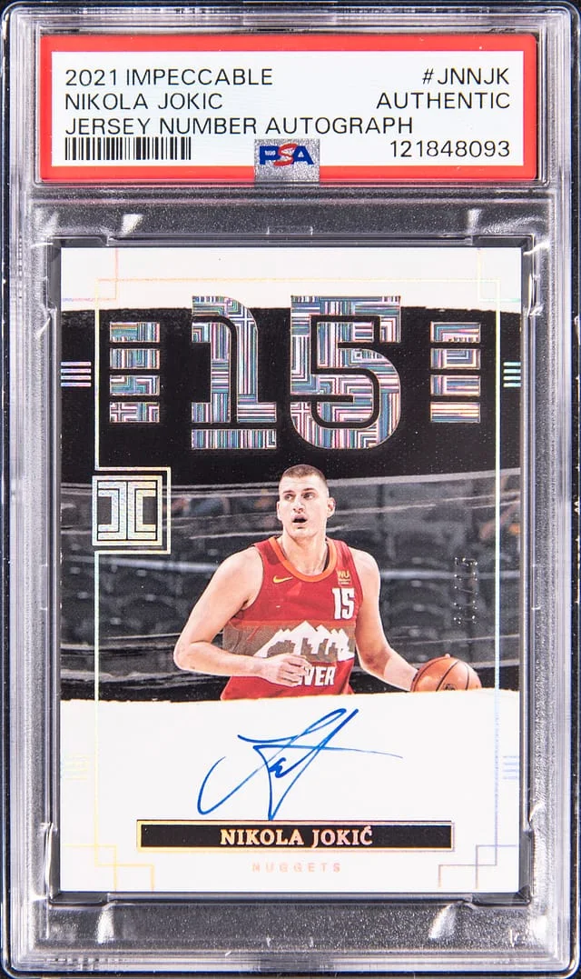 2021-22 Panini Impeccable Nikola Jokic Jersey Number Autograph #JN-NJK card image