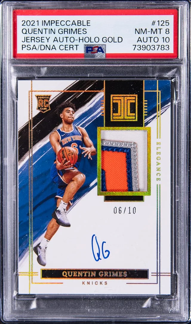 2021-22 Panini Impeccable Quentin Grimes Jersey Autograph-Holo Gold #125 card image