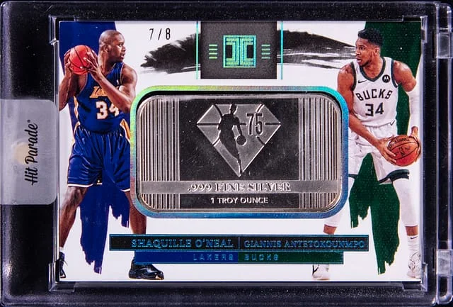 2021-22 Panini Impeccable Shaquille O'Neal/Giannis Antetokounmpo #8 card image