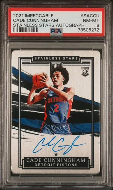 2021-22 Panini Impeccable Stainless Stars Autographs Saccu Cade Cunningham #no-number card image