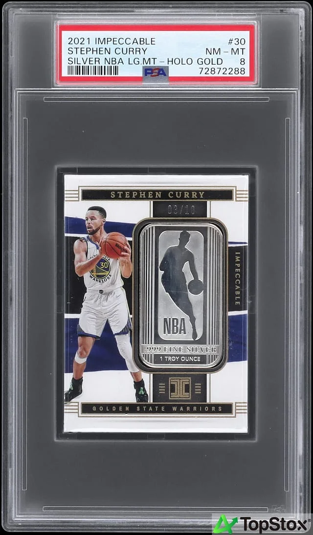 2021-22 Panini Impeccable Stephen Curry Silver NBA Logo Holo Gold #30 card image