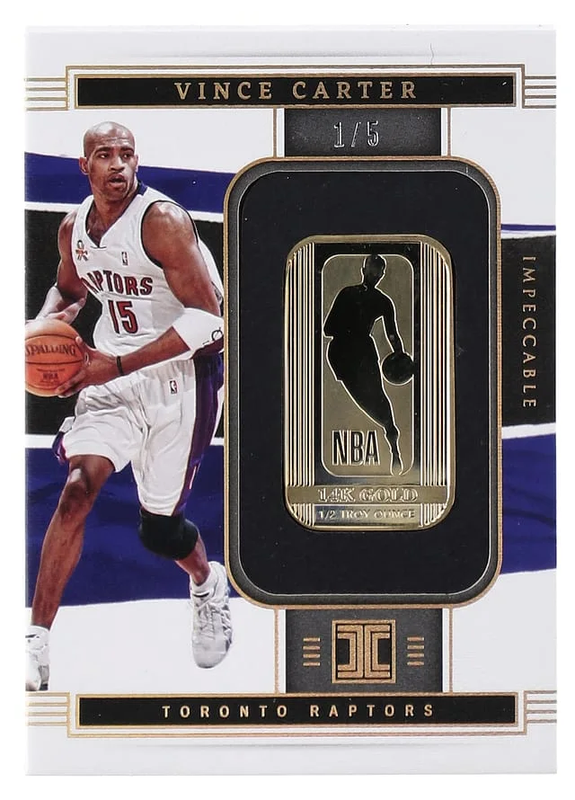 2021-22 Panini Impeccable Vince Carter Gold Bar #34 card image