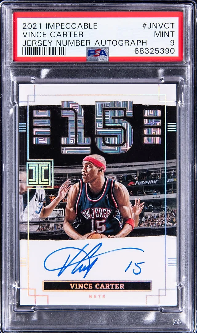 2021-22 Panini Impeccable Vince Carter Jersey Number Autographs #JN-VCT card image