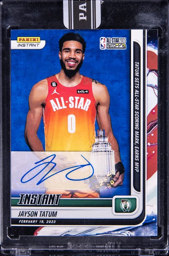 2021-22 Panini Jayson Tatum Instant Autographs Red, White, & Blue #181 card image