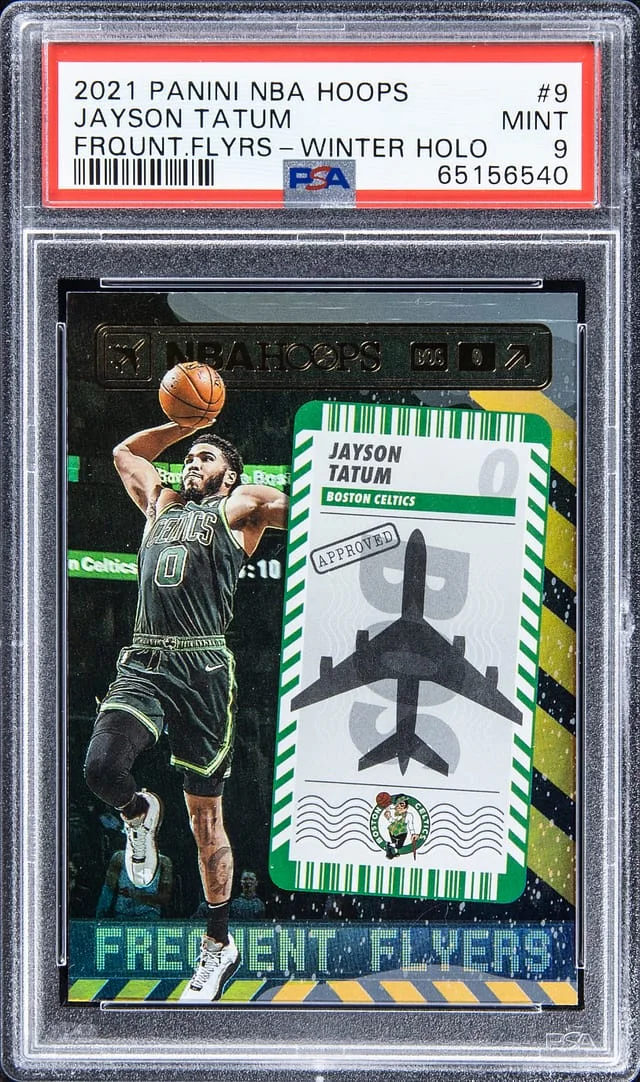 2021-22 Panini Jayson Tatum NBA Hoops Frequent Flyers Winter Holo #9 card image