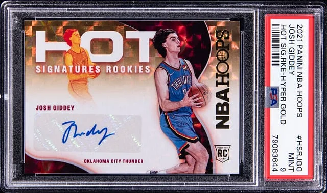2021-22 Panini Josh Giddey NBA Hoops Hot Signatures Rookies Hyper Gold #HSR-JGG card image
