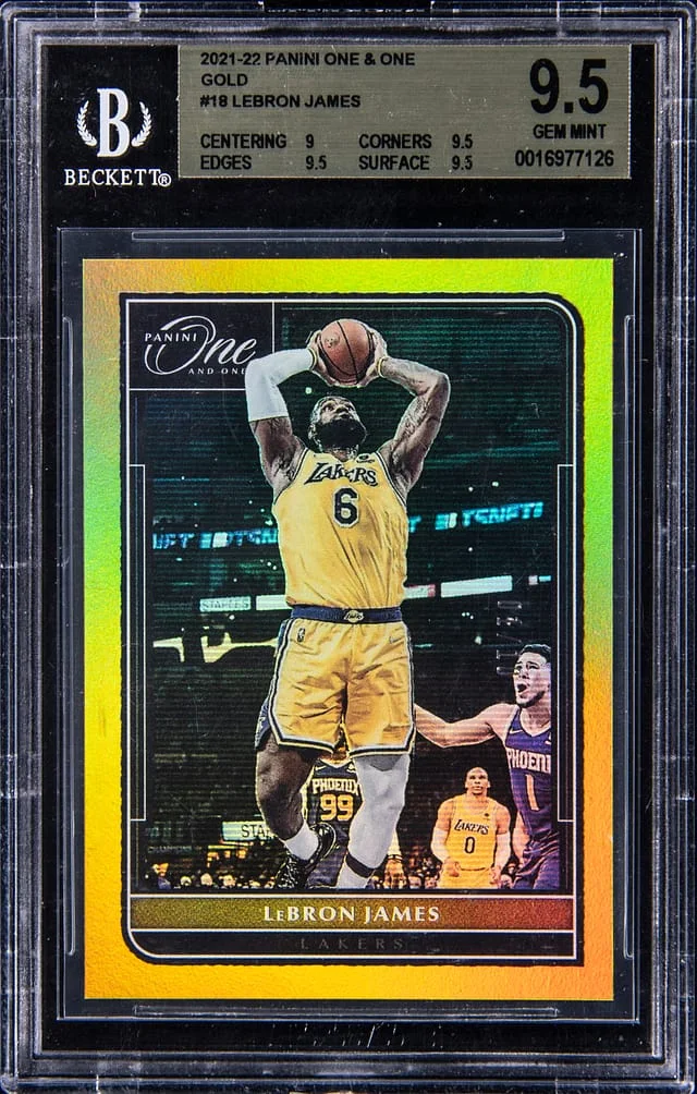 2021-22 Panini LeBron James One & One Gold #18 card image