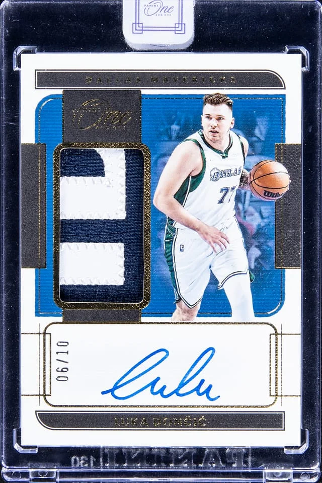 2021-22 Panini Luka Doncic One & One Patch Autographs Gold #JA-LDC card image