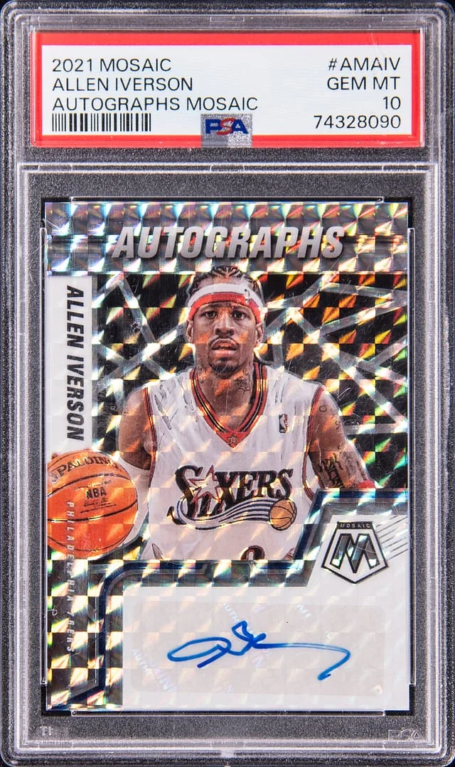 2021-22 Panini Mosaic Allen Iverson Autographs Mosaic #AMA-IV card image