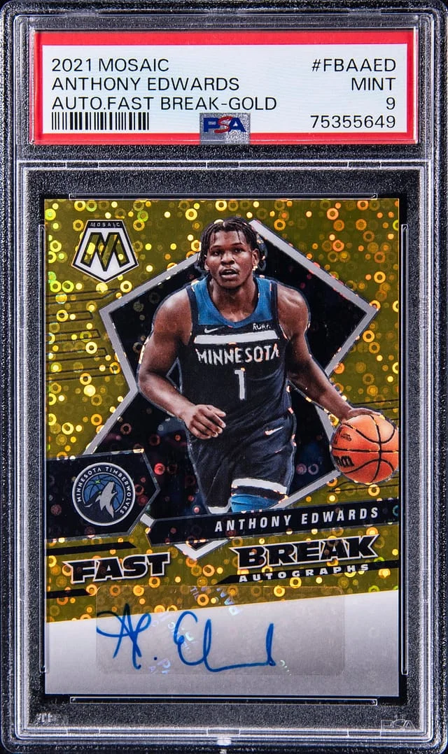 2021-22 Panini Mosaic Anthony Edwards Autograph Fast Break Gold #FBAAED card image