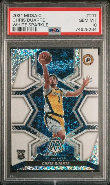 2021-22 Panini Mosaic Chris Duarte White Sparkle #217 card image
