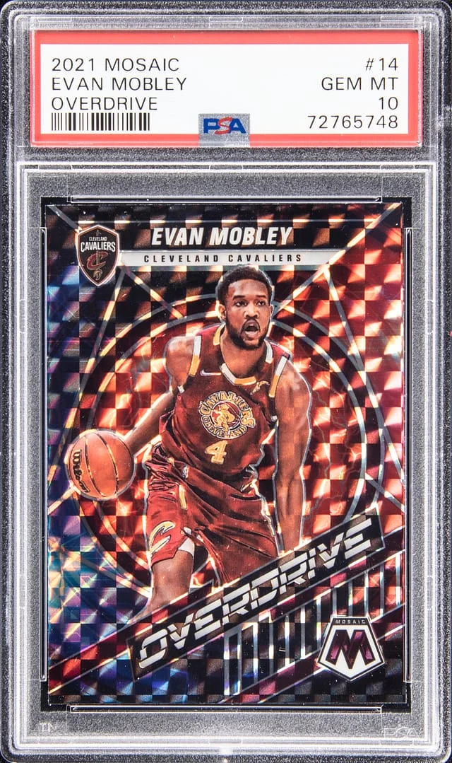 2021-22 Panini Mosaic Evan Mobley Overdrive #14 card image