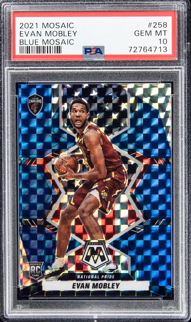 2021-22 Panini Mosaic Evan Mobley Green Mosaic #258 card image