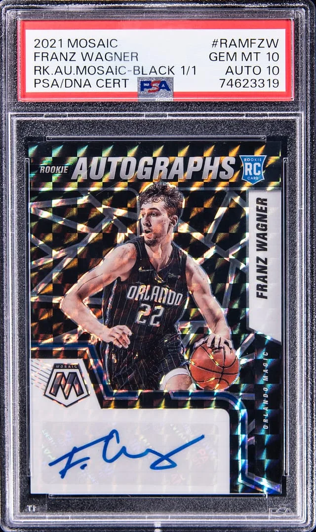 2021-22 Panini Mosaic Franz Wagner Autographs Mosaic Fusion Red, Yellow, Choice #RAM-FZW card image