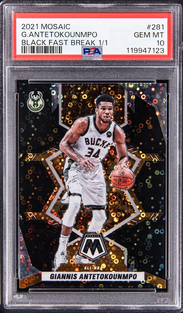 2021-22 Panini Mosaic Giannis Antetokounmpo Black Fast Break #281 card image