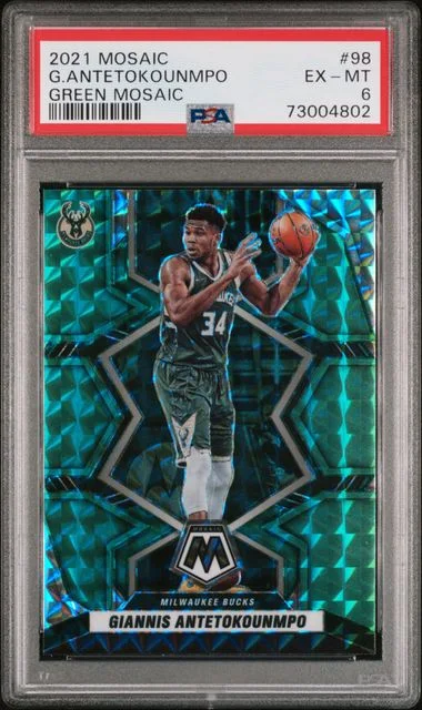 2021-22 Panini Mosaic Giannis Antetokounmpo Gold Mosaic #98 card image