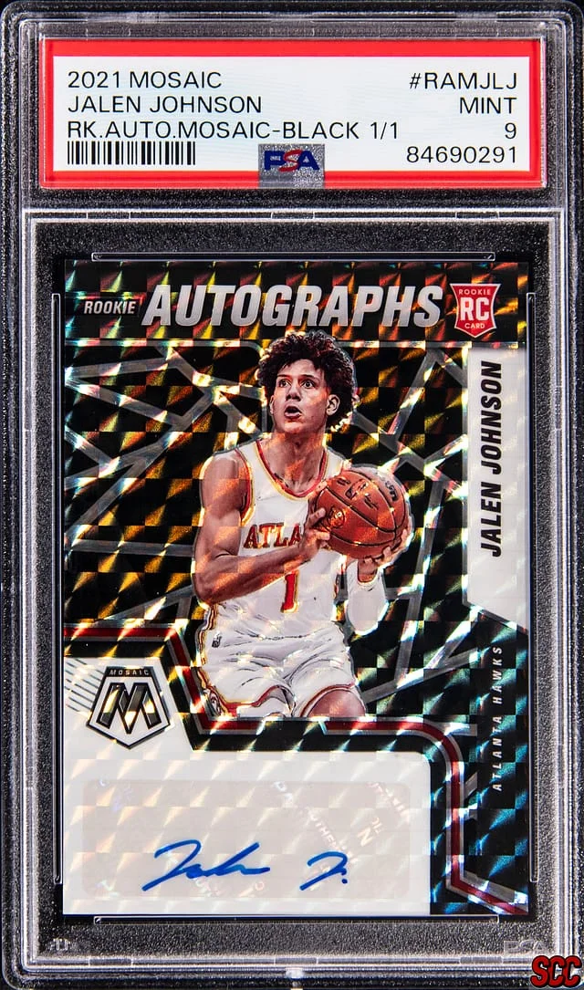 2021-22 Panini Mosaic Jalen Johnson Autographs Mosaic Black #RAM-JLJ card image