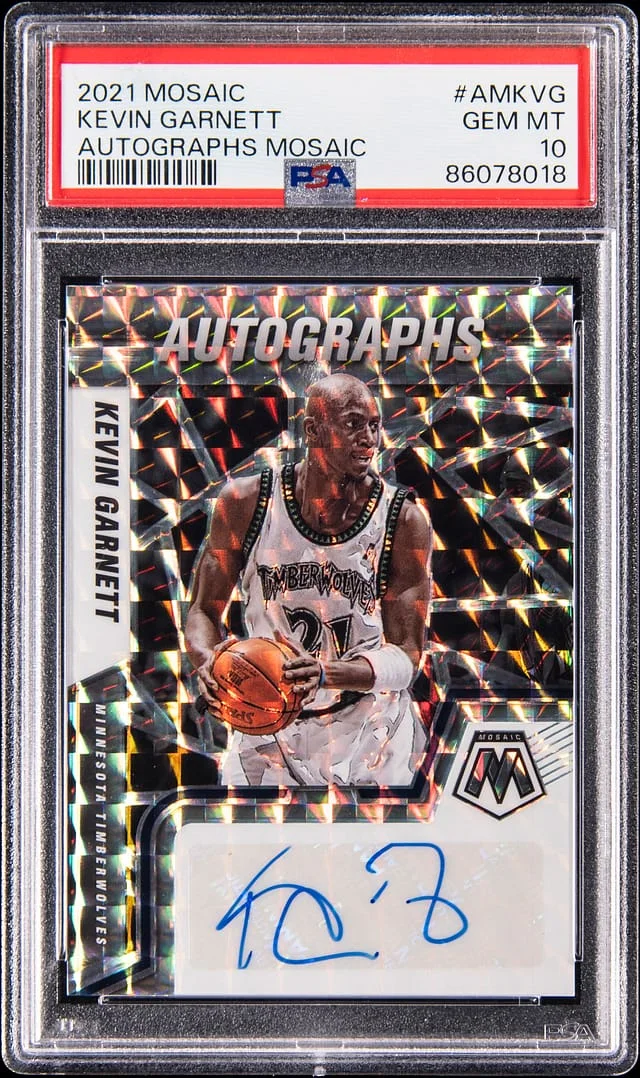 2021-22 Panini Mosaic Kevin Garnett Autographs Mosaic #AM-KVG card image