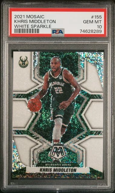 2021-22 Panini Mosaic Khris Middleton White Sparkle #155 card image
