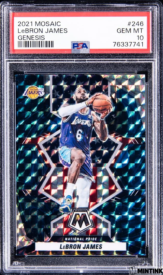 2021-22 Panini Mosaic LeBron James Green Swirl #246 card image