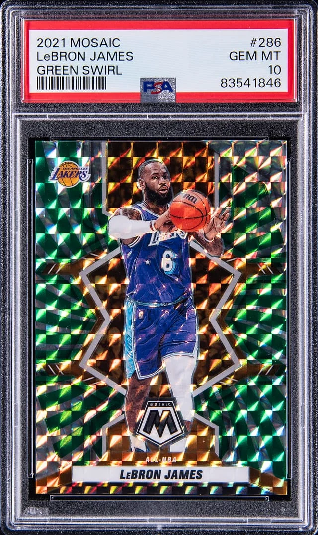 2021-22 Panini Mosaic LeBron James White Sparkle #286 card image