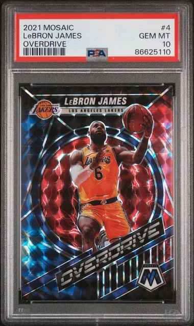 2021-22 Panini Mosaic LeBron James Overdrive #4 card image
