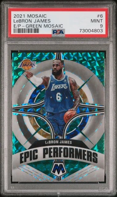 2021-22 Panini Mosaic LeBron James Epic Performers Green Mosaic #6 card image