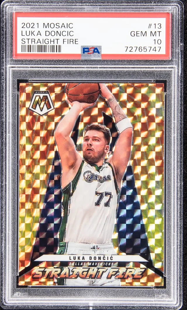 2021-22 Panini Mosaic Luka Doncic Straight Fire #13 card image