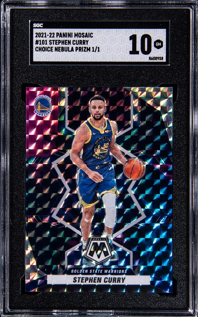 2021-22 Panini Mosaic Stephen Curry Choice Nebula Prizm #101 card image