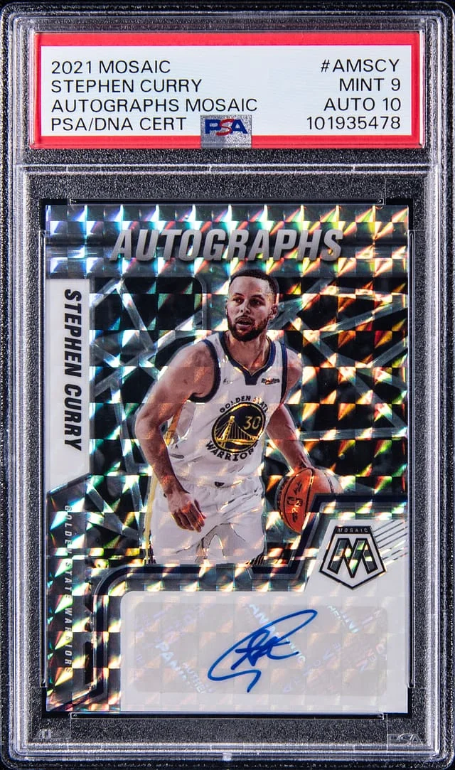 2021-22 Panini Mosaic Stephen Curry Autographs Mosaic #AMSCY card image