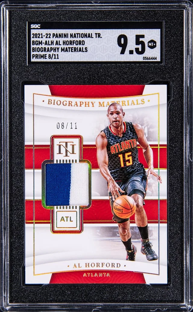 2021-22 Panini National Treasures Al Horford Biography Materials Prime #BGM-ALH card image