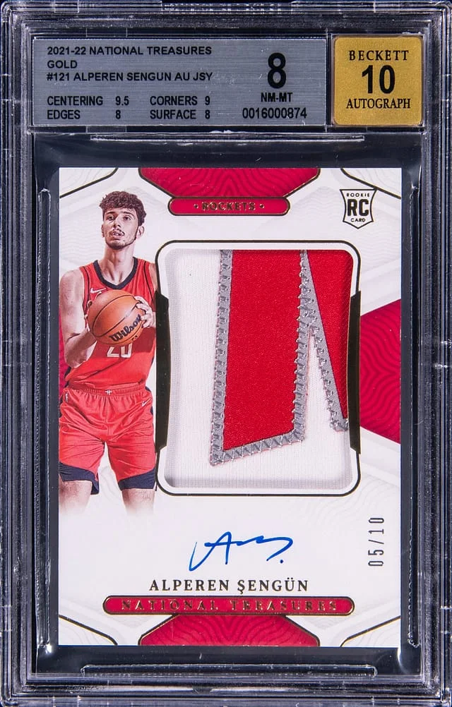 2021-22 Panini National Treasures Alperen Sengun Patch Autograph (RPA) Gold #131 card image