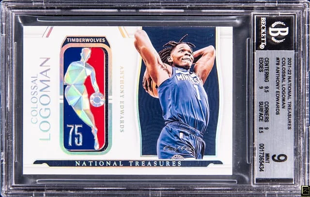 2021-22 Panini National Treasures Anthony Edwards Colossal Logoman #CL-AEW card image