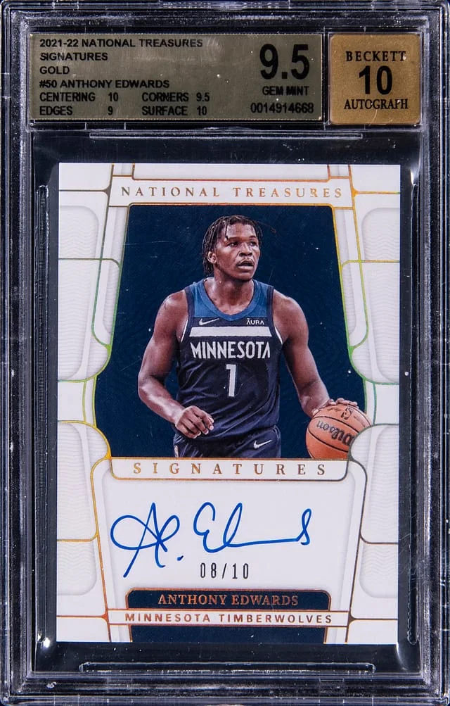 2021-22 Panini National Treasures Anthony Edwards Signatures Gold #SIG-AED card image