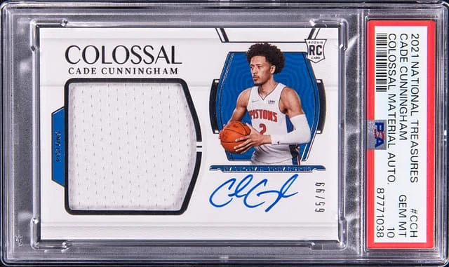 2021-22 Panini National Treasures Cade Cunningham Colossal Material Autograph #CM-CCH card image