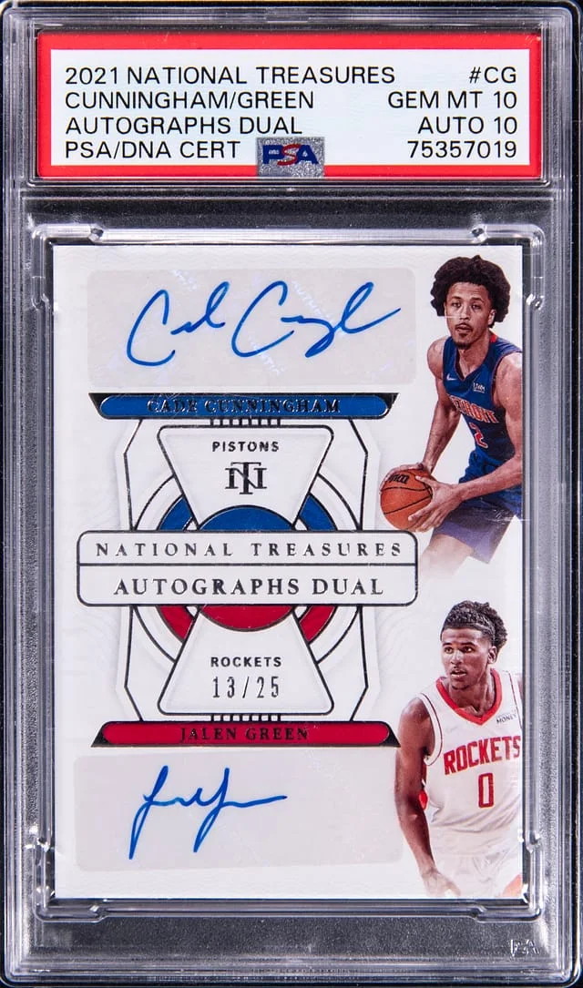 2021-22 Panini National Treasures Cade Cunningham/Jalen Green Dual Autographs Dual #AD-CG card image