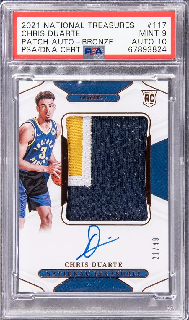 2021-22 Panini National Treasures Chris Duarte Patch Autograph (RPA) Bronze #117 card image
