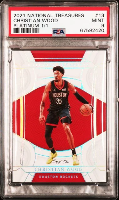 2021-22 Panini National Treasures Christian Wood Platinum #13 card image