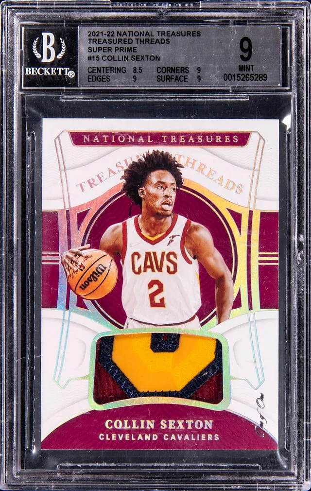 2021-22 Panini National Treasures Collin Sexton Threads Super Prime #15 card image