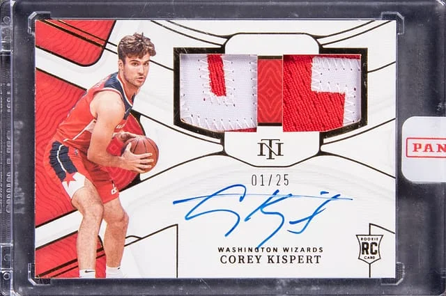 2021-22 Panini National Treasures Corey Kispert Material Autographs Dual #RMD-CKP card image