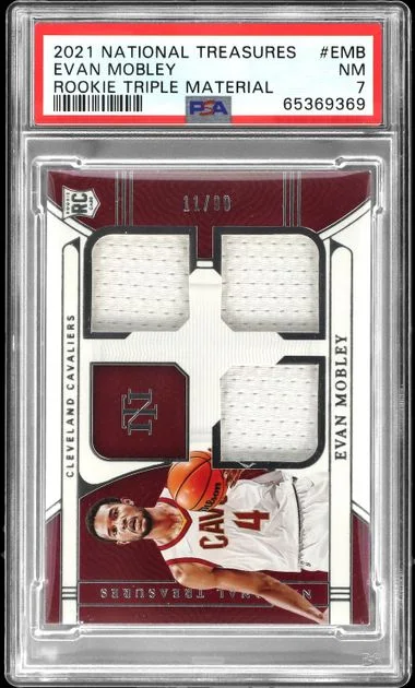 2021-22 Panini National Treasures Evan Mobley Triple Materials #RTM-EMB card image