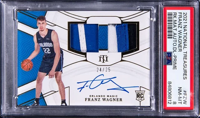 2021-22 Panini National Treasures Franz Wagner Material Autograph Dual Prime #FZW card image