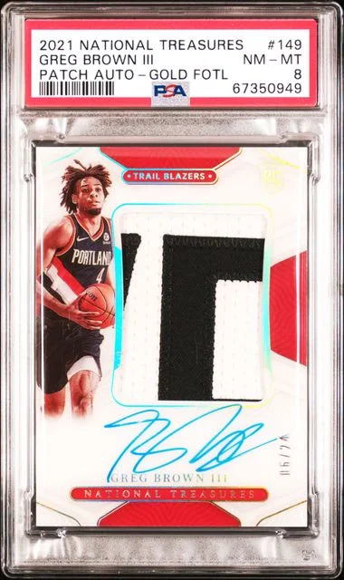 2021-22 Panini National Treasures Greg Brown III Patch Autograph Gold FOTL #149 card image