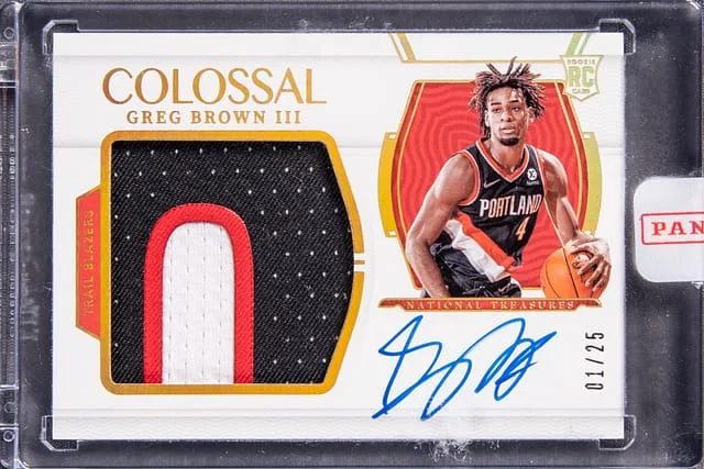 2021-22 Panini National Treasures Greg Brown III Colossal Material Autographs Prime #CM-GBW card image