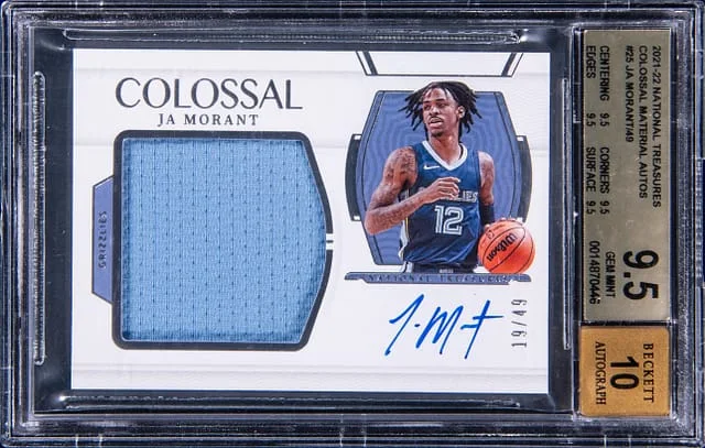 2021-22 Panini National Treasures Ja Morant Colossal Material Autographs #CM-JAM card image
