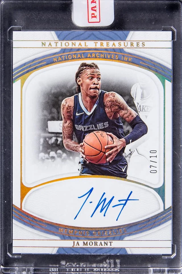2021-22 Panini National Treasures Ja Morant National Archives Ink Gold #NAI-JAM card image