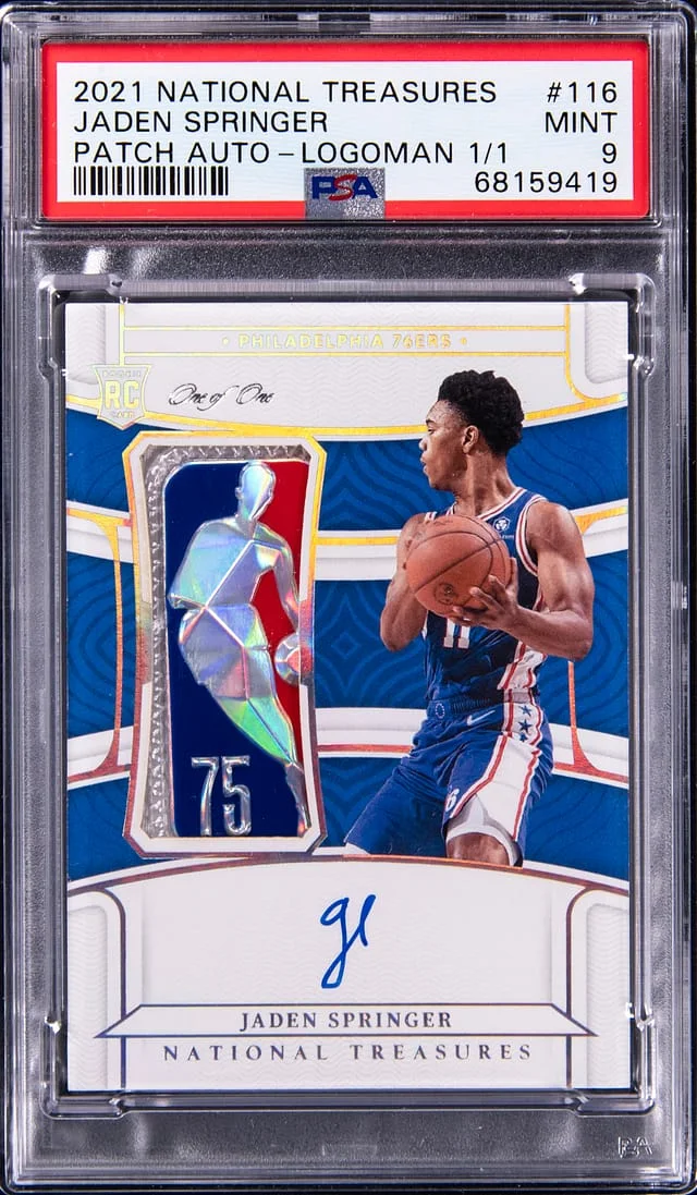 2021-22 Panini National Treasures Jaden Springer Patch Autograph (RPA) #116 card image