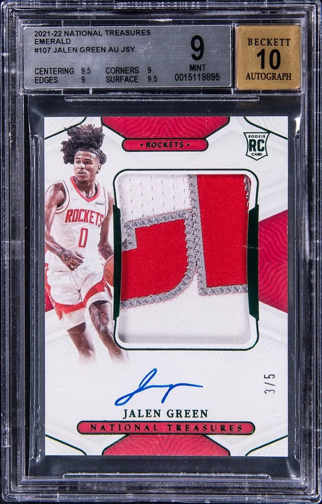2021-22 Panini National Treasures Jalen Patch Autograph (RPA) Emerald #107 card image