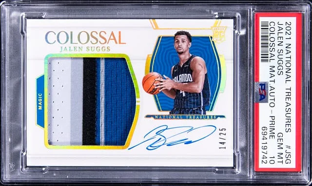 2021-22 Panini National Treasures Jalen Suggs Colossal Materials Autograph Prime #CM-JSG card image